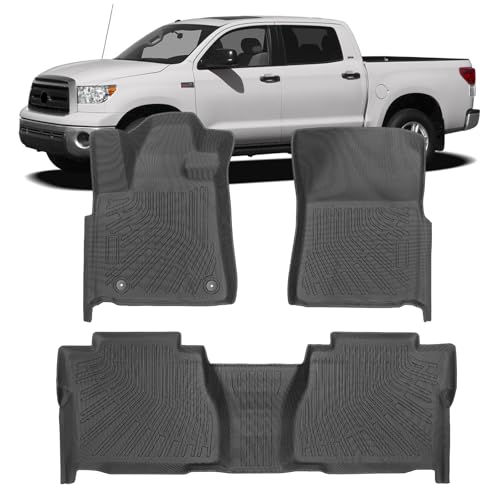 Floor Mats for Toyota Tundra Double Cab/CrewMax Cab 2007 2008 2009 2010 2011 Custom Fit Floor Liners for Tundra All Weather Anti-Slip Car Liner Accessories 1st and 2nd Row Full Set Car Mats