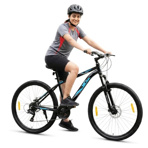 Image of XCi Hangout Mountain Bike, 27.5 -Inch Tires, 21-Speed Shimano Gears, Front Suspension 80mm, Mechanical Disc Brakes, Youth 12+ Years, 18-Inch Ultra Light Steel Frame| Black