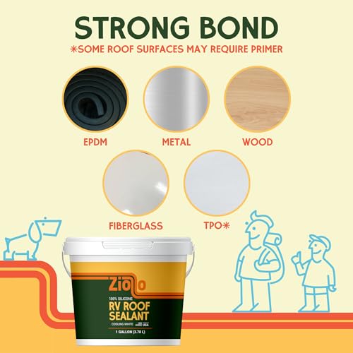 Ziollo RV Roof Sealant - Leak Repair 100% Silicone Liquid Rubber - Premium Waterproof Coating for Campers, Pop Up, Motorhomes, and Travel Trailers - Easy DIY Application - White 1 Quart - Image 6
