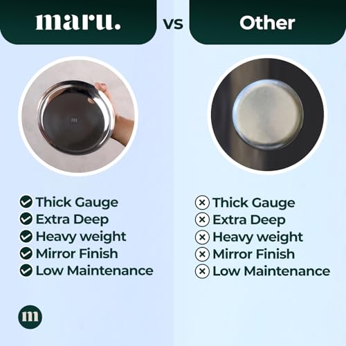 Image of MARU Steel Small Round Snacks /Serving Plates Set of 4 (18 cm Each), Multi-Utility Quarter /Diet Plates for Small Meals with Mirror Finish Design, Perfect for Breakfast, Nashta, Dessert & Daily Use
