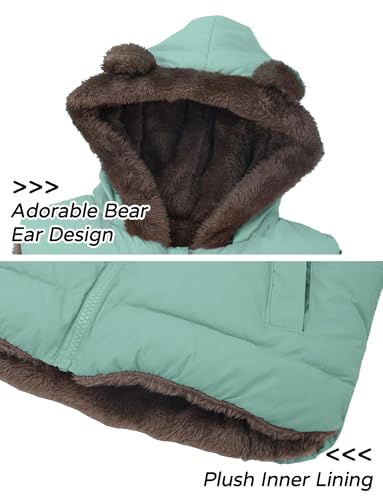 Image of Happy Cherry Toddler Kids Puffer Hooded Vest Down Fleece Lined Jacket Windproof Coat for Winter Fall Spring