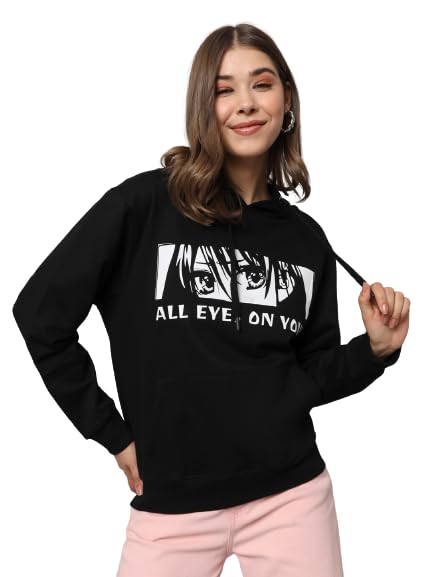 Full Sleeve Printed Women Multicolor Hooded Sweatshirt