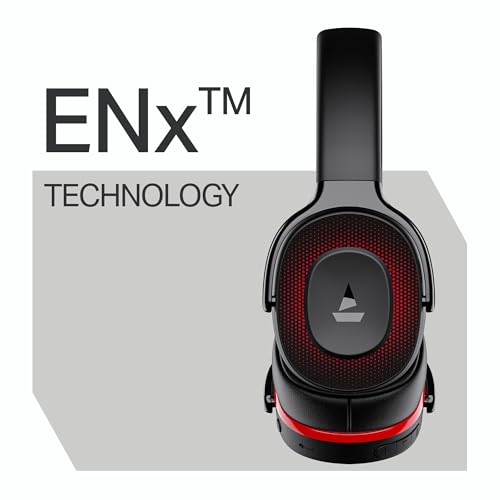 Image of Boat Rockerz 413, 60H Battery, 40Mm Drivers, Dual Pair,ENx Tech, Low Latency, Stream Ad Free Music via App Support, Bluetooth Headphones, Wireless Over Ear Headphone with Mic (Black & Red)