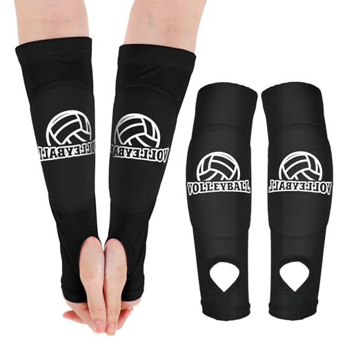 JIEYAO 1 par de protectores de antebrazo de voleibol, almohadilla antideslizante y orificio para el pulgar, puños elásticos para brazos, protección