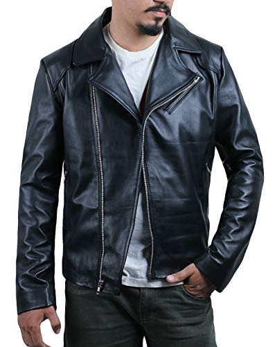 Laverapelle Men's Genuine Lambskin Leather Jacket (Black, Double Rider Jacket) - 1501260