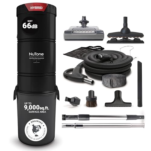 Drainvac Broan-nutone 700 Air watts Residential Central Vacuum System Premium Electric Tool Set for Cleaning Floors - Anti-Vibration, Powerful Suction