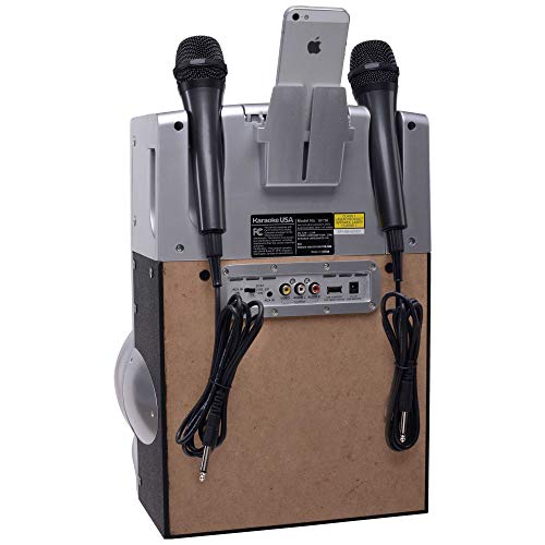 Karaoke USA GF758 Complete Karaoke System with 2 Microphones, Remote Control, 7” Color Screen, LED Lights - Works with DVD, Bluetooth, CD, MP3 and All Devices