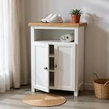 VERARBEITUNG & MISCHUNG - Dieser Schrank verfügt über eine professionelle handgesprühte Lackierung für gleichmäßige, vollständige Abdeckung. Dieser Schrank aus Eichenholz ist in zwei vielseitigen Farbtönen erhältlich: knackiges Schneeweiß oder warmes Kaschmirgrau – entworfen, um jeden Einrichtungsstil zu ergänzen – von modern bis klassisch.