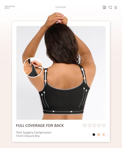FeelinGirl Minimizer Bras Post Surgery Compression Front Closure Bra Wirefree Mastectomy with Adjustable Straps4