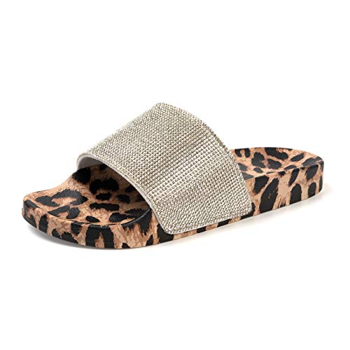 Image of FUNKYMONKEY Women's Slides Rhinestone Glitter Slip On Footbed Platform Sandals
