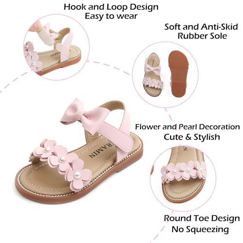 Image of PHIRAMIN Toddler Girl Sandals - Flower Girl Dress Shoes Open Toe Little Kid Wedding Party