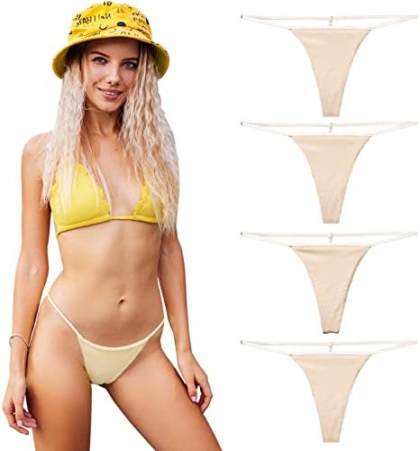 Cotton G String Thongs for Women T Back Gstring Underwear Seamless Panties Tangas Sexy 4 Pack Set