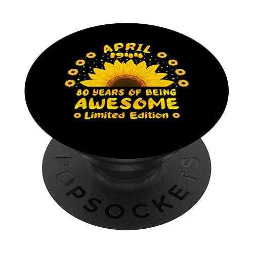 80 cumpleaños 80 años amantes del girasol nacidos en abril 1944 PopSockets PopGrip Intercambiable