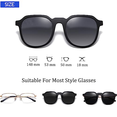 Image of Clip-on Sunglasses Polarized TR90 Frame Anti-Glare Driving Glasses for Prescription Glasses 8848 (Black Frame - Gradient Grey Lens)