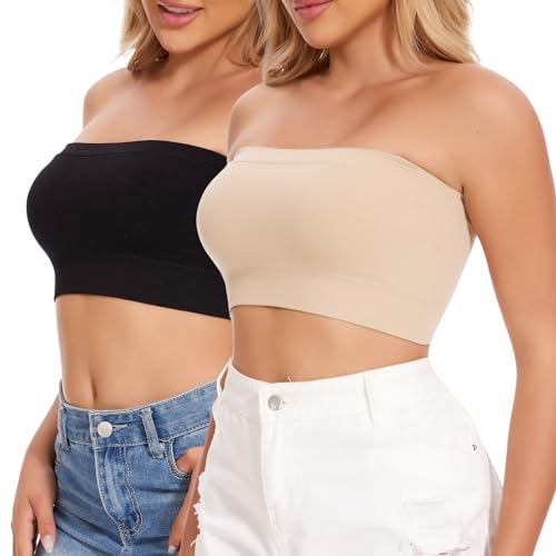 Image of JOYSHAPER Strapless Bras for Women Seamless Padded Bandeau Bra Wireless Tube Top Bralette Comfort Tube Bra