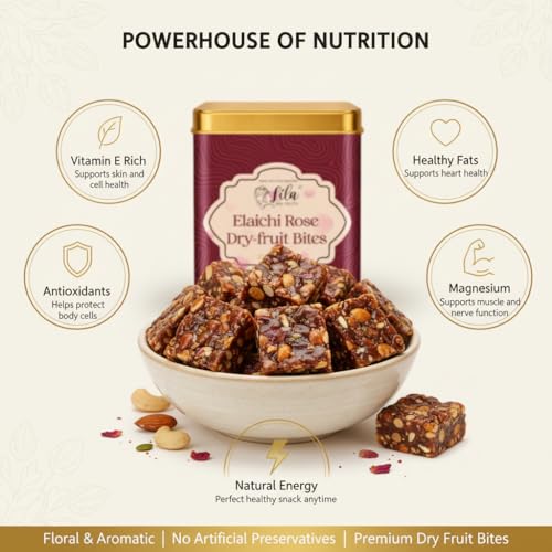Image of LILA DRY FRUITS Dry Fruit Bites Combo 200 g x 2 Cranberry Almond & Rose Cashew Dry Fruits Barfi | Natural Dates Energy Snack | Dry Fruit Sweet Bites for Snacking Perfect for Gifting
