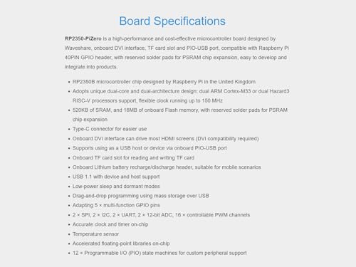Carte RP2350-PiZero Raspberry Pi pour programmation microcontrôleur avec GPIO 40 broches - 6