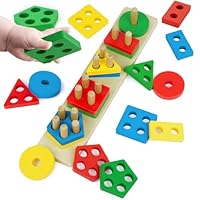 Wooden Puzzles Toys for Toddler Shape Sorters Montessori Learning Educational Toys for 1 2 3 4 Year Old Boy Girl Classroom Birthday Easter Gifts