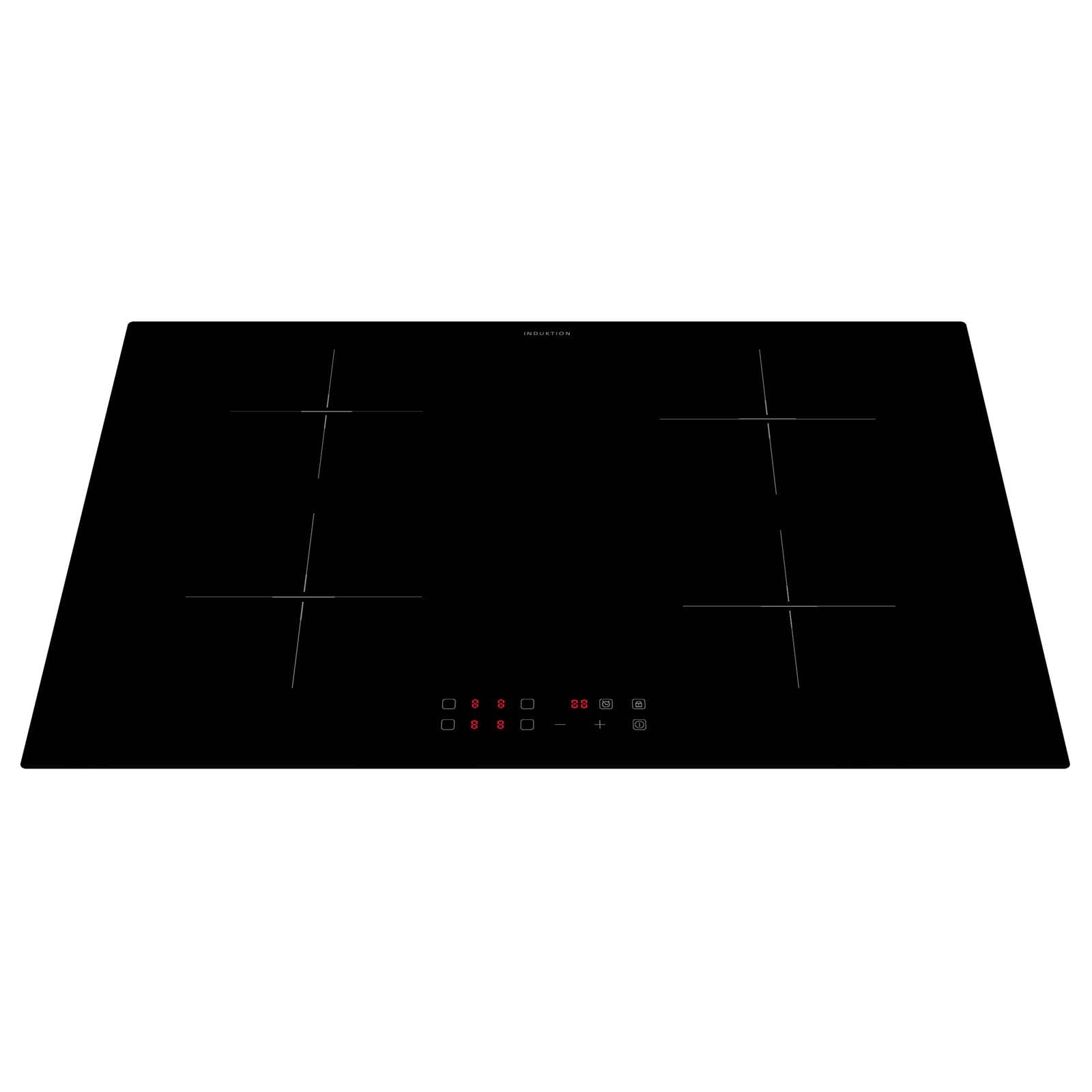 Oranier Kochfeld 80 cm Induktion KFI980 autark - Glaskeramik Induktionskochfeld mit 4 Kochzonen roter LED Anzeige & Touch Control Steuerung