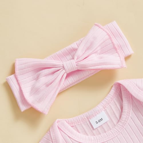 Newborn Baby Girl Clothes Jumpsuit Ruffle Romper Bodysuit Pants Headband One-Piece Coming Home Hospital Outfits 5