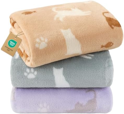 Luciphia 3 Pack Cat Blankets, Soft Fluffy Fleece Blanket with Cut...