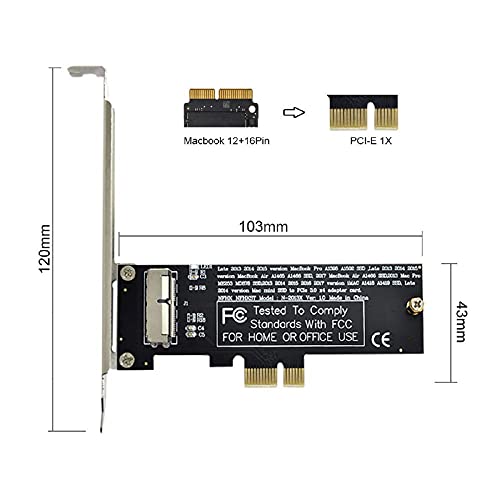 Cablecc PCI Express PCI-E 1X to 12+16Pin 2013-2017 Mac Pro Air SSD Convert Card for A1493 A1502 A1465 A1466 - Image 3