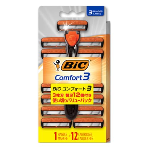 BIC(ビック) コンフォート3(3枚刃) ホルダー+替刃12個付き 使い切りバリューパック