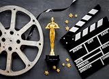 SADFA Movie Theme Backdrop 7x5ft Golden Statue and Movie Clapper Board Background Photography Show Parties Award Ceremony Award Ceremony Decorations Photo Booth Props