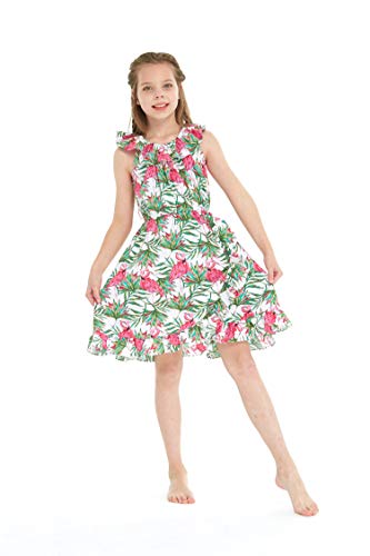 Girl Luau Wrap Ruffle Dress in Vintage Tropical Toile