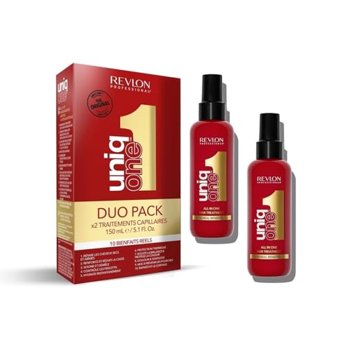 REVLON PROFESSIONAL UniqOne Hair Treatment Classic Duopack, Sprühkur für mehr Volumen, Geschmeidigkeit & bessere Kämmbarkeit, Haarpflege ohne Ausspülen, hilft Spliss vorzubeugen, 2x150ml