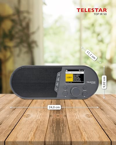 TELESTAR TOP IR 50 – Internetradio (Bluetooth Audio-Streaming, 7 W, USB-Aufnahmefunktion, Stationstasten am Gerät, Hotelmodus, Fernbedienung) – Anthrazit