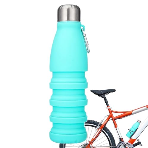 Botella de agua plegable de silicona a prueba de fugas, portátil, 550 ml, reutilizable, para camping, senderismo, camping, deportes, correr, picnic, ciclismo, escalada