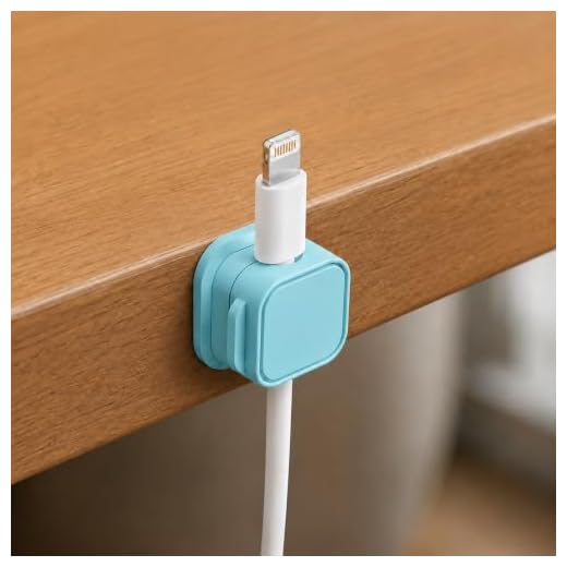 4 Pack Magnetic Cable Clips for Desk, Charging Cable Organizer Holder, Cord Management Clips for USB Cable Phone Charger Wire, Blue
