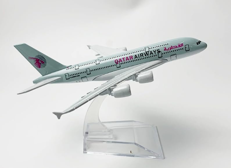 Starkvista 16 cm Double-Deck Airplane Model – Alloy Diecast Aircraft Collectible for Display, Desk Decor and Gift (Burgundy & Grey Livery)