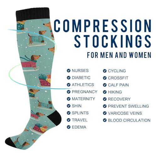 Image of SHJI Compression Socks for Women Sock Men Knee High Stockings for Running Athletic Hiking Cycling
