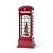 DANVON 11” Christmas Telephone Booth Snow Globe Lantern Lighted Box Night Light Battery Or USB Operated Led Lighted Water Glittering Music Playing for Home Decoration