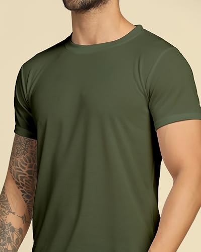 Image of VastraVibes Cotton Regular Fit T-Shirt Round Neck Casual Mens Plain Tshirt