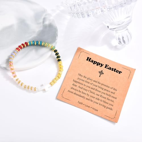 Image of Easter Gifts for Girls- Christian Cross Bracelet Religious Decorations Jewelry Gifts Easter Egg Stuffers for Kids Goddaughter Daughter Granddaughter