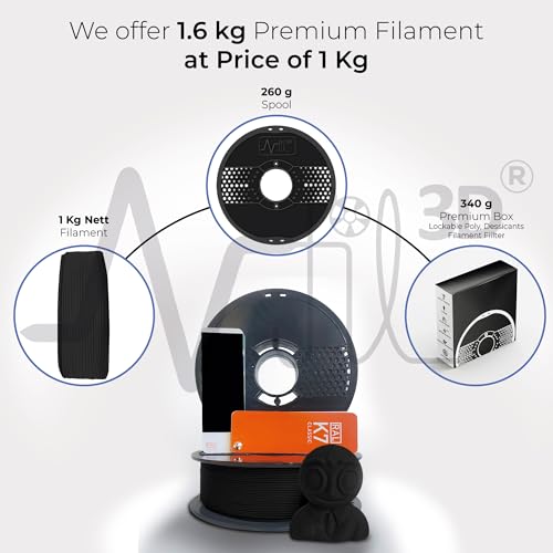 Image of NFIL3D 1KG Net HS PLA+ Raven Black- 3D Printer Filament | Filaments for 3D Printer| 1.75mm| Accuracy - + /- 0.015mm | 1000g 3D Filament, 250g Spool & 350g Packaging Weight (Total Weight 1.6KG)