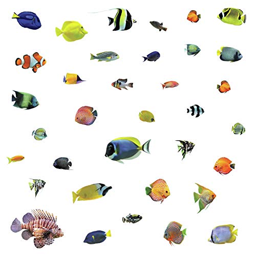 RoomMates Tropical Fish Peel and Stick Wall Decals, Yellow, Blue, Orange, 4 Sheets 9 inches x 17.375 inches - Image 3