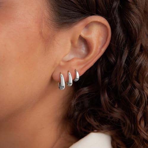 Small Hoop Earrings for Women No Tarnish - Dainty Silver Earrings Trendy 925 Sterling Silver Plated Hypoallergenic Huggie Hoops Earring Set for Women Fashion Jewelry Gift