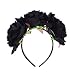 DreamLily Day of The Dead Headband Costume Rose Flower Crown Mexican Headpiece BC40 (Big 3 Black Flower)