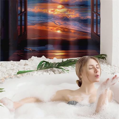 Rideau de douche lavable anti-adhérence avec ourlet lesté polyester imperméable 150x180 - 4