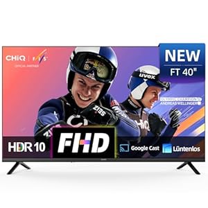 CHIQ L40FT 40 Zoll Full HD, (100 cm) Smart Fernseher, HDR10&HLG, Dolby Audio & dbx-tv, mit WLAN, Multi-Screen, Triple Tuner DVB-C/T2/S2, Prime Video, Netflix, YouTube, Google TV