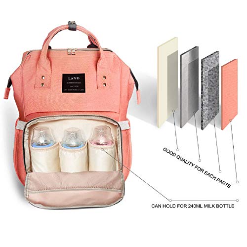 Mochila Maternidade Land com Ganchos e USB Completona (salmão)