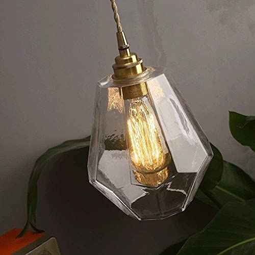 Lámpara de techo con forma hexagonal E27 nórdica de cristal y latón para el hogar 5
