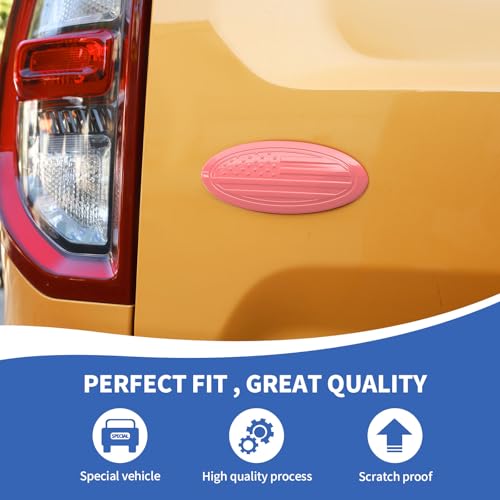 Image of RAZPOY for Bronco Emblem Cover, 5.31inch Rear Tailgate Overlay Badge Emblem Cover Trim Fit for 2021-2026 Ford Bronco & Bronco Sport, USA Flag Pink