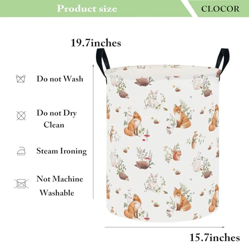 Image of CLOCOR Large Laundry Basket,Waterproof Fabric Storage Container,Room Decor(Watercolor Fox