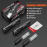 GEARLITE LED Taschenlampe Extrem Hell 2 Stück, Aluminium 4000 Lumen LED Taschenlampe Batteriebetrieben mit 5 Modi, IP65 Wasserdichte Handlampe Zoombar für Camping, Wandern, Outdoor, Notfall, Geschenk