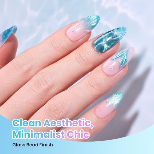 Image of Beetles Dream Coast Cat Eye Gel Nail Polish Set - 8 Colors Glitter Gel Nail Polish Kit Pink Yellow Green Blue Purple Magnetic Shine Soak Off UV Salon DIY Gift Manicure for Women